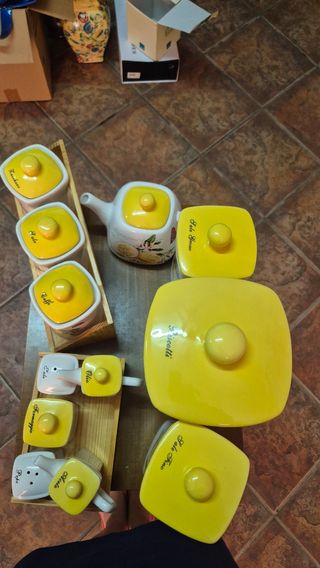 Set Barattoli Ceramica Limoni Giallo Bianco