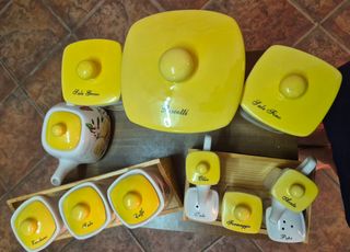 Set Barattoli Ceramica Limoni Giallo Bianco