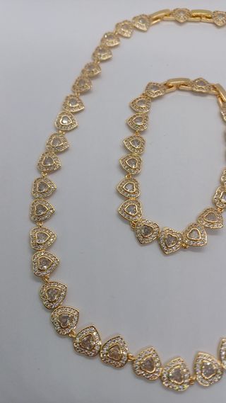 Conjunto Collar y Brazalete Chapado Oro 18 k