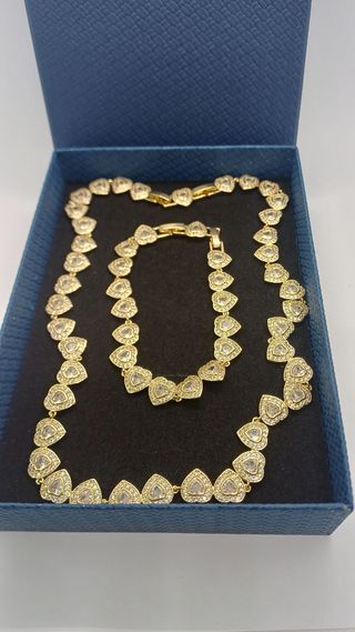 Conjunto Collar y Brazalete Chapado Oro 18 k