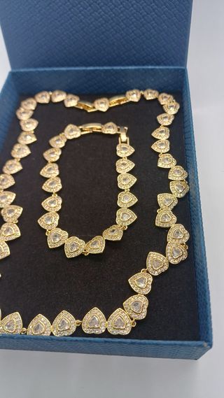 Conjunto Collar y Brazalete Chapado Oro 18 k