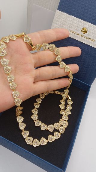 Conjunto Collar y Brazalete Chapado Oro 18 k