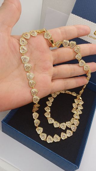 Conjunto Collar y Brazalete Chapado Oro 18 k