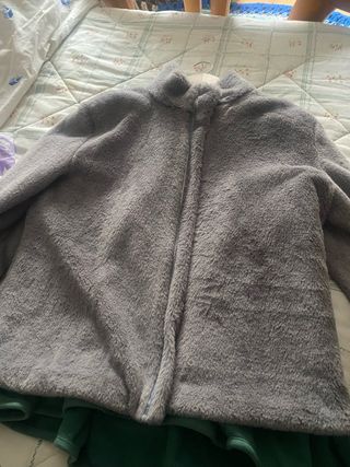 Chaqueta de pelo gris mujer