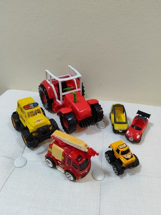 Lote de 6 Juguetes: Coche Policía, Camión Bomberos