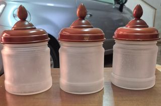 Set 3 Barattoli Caffe Sale Vetro Legno