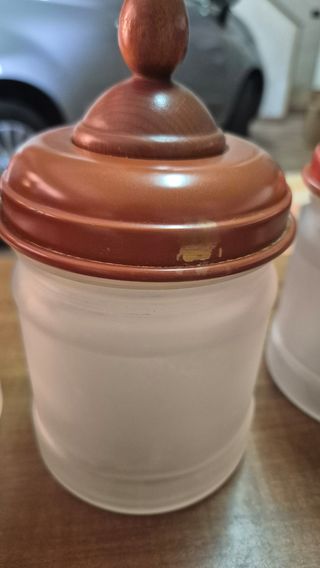 Set 3 Barattoli Caffe Sale Vetro Legno