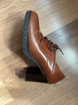 Zapatos Oxford de piel marrón mujer talla 38
