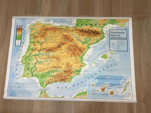 Mapa Antiguo España Físico-Político 1983