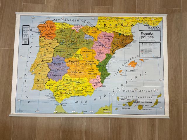 Mapa Antiguo España Físico-Político 1983