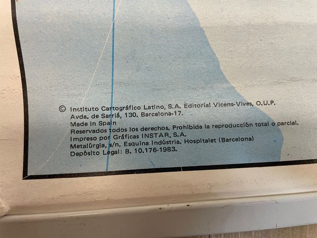 Mapa Antiguo España Físico-Político 1983