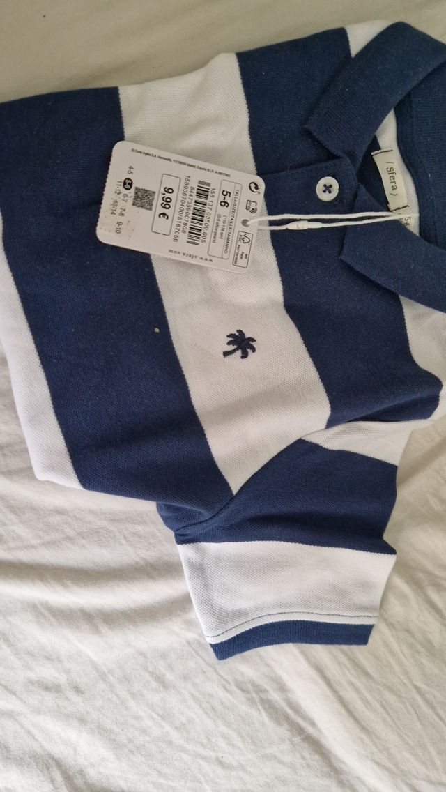 Polo niño Sfera rayas azul y blanco talla 5-6