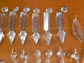 Lote Lágrimas Cristal Restauración Lámpara Antigua