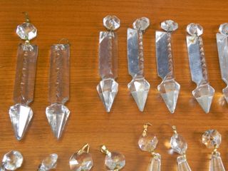 Lote Lágrimas Cristal Restauración Lámpara Antigua