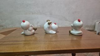 Set 3 Soprammobili Pulcini Ceramica