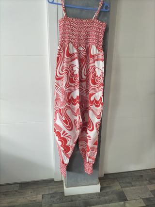 Mono estampado blanco y rojo