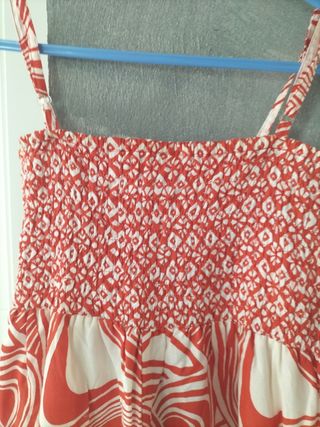 Mono estampado blanco y rojo