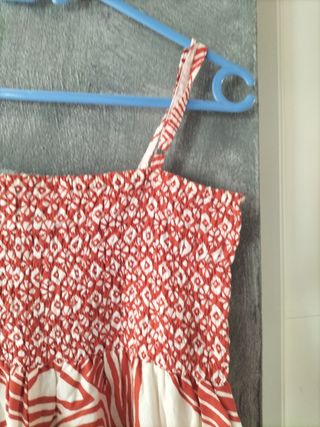 Mono estampado blanco y rojo