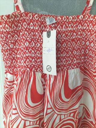Mono estampado blanco y rojo