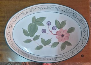 Vassoio decorativo floreale in ceramica