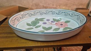 Vassoio decorativo floreale in ceramica