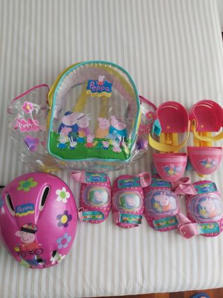 Patines, casco y protecciones Peppa Pig