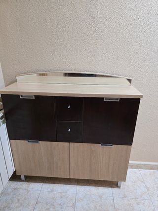 Mueble zapatero madera y cristal