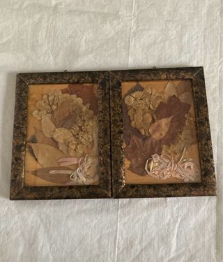 2 Cornici vintage con fiori e foglie secche
