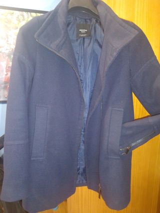Chaquetón Mango Azul Marino Mujer