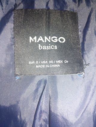 Chaquetón Mango Azul Marino Mujer