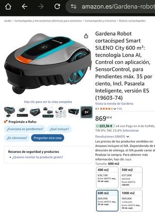 Robot cortacésped Gardena SILENO smart 600