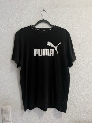 Camiseta Puma negra L hombre básica retro vintage 