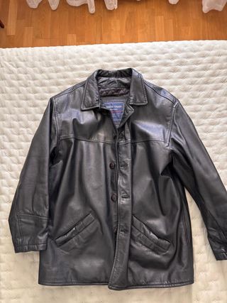 Cazadora Cuero Negra Green Coast, talla 50. Piel