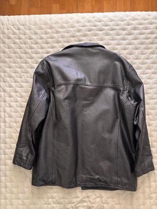 Cazadora Cuero Negra Green Coast, talla 50. Piel