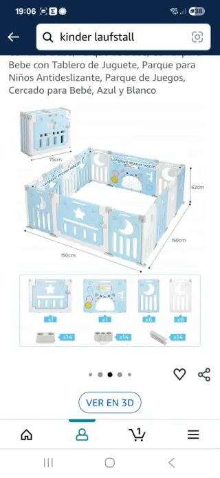 Parque infantil para bebés de 14 vallas con puerta
