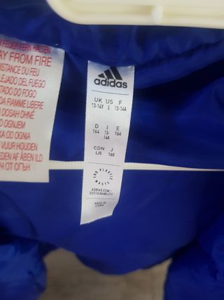 Plumífero Adidas Azul Talla 13/14 Años
