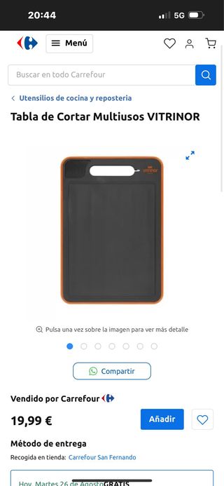 Tabla de cortar Vitrino naranja y negro