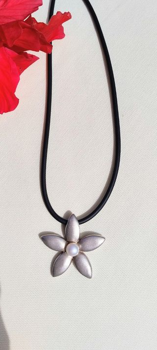 Colgante Tous Perla y Flor Plata