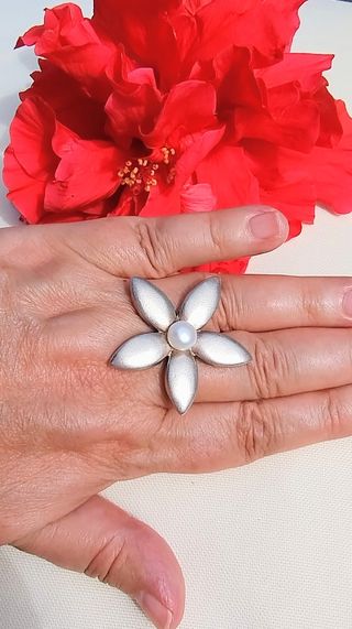 Colgante Tous Perla y Flor Plata