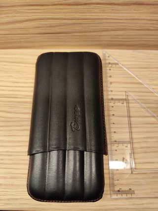 Purera de cuero para 4 puros negra