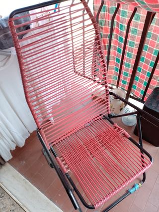 Sedia sdraio 5 inclinazioni 
rossa anni 60