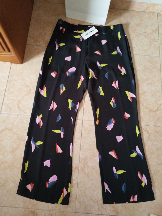 Pantalón Bimba y Lola Negro Estampado Nuevo