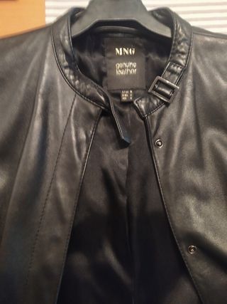 Abrigo de Piel Negro Mango Talla M