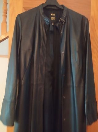 Abrigo de Piel Negro Mango Talla M