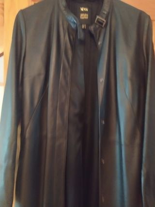 Abrigo de Piel Negro Mango Talla M