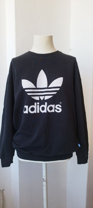 Felpa Adidas Nera Logo Trefoil