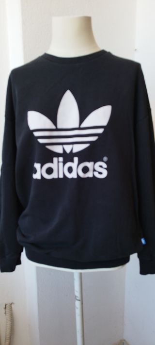 Felpa Adidas Nera Logo Trefoil