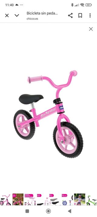 Bicicleta sin pedales Chicco Rosa