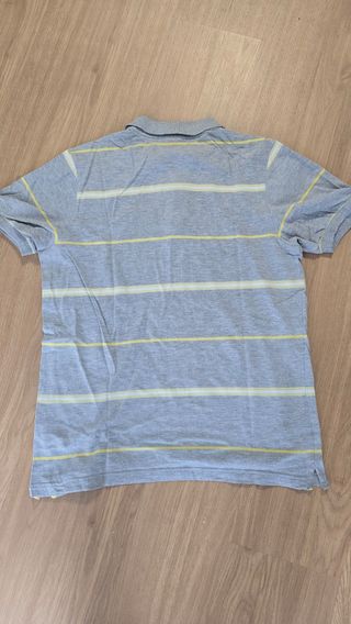 Polo Adidas Gris Rayas Amarillas