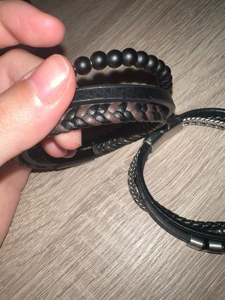 2 pulseras de cuero para hombres